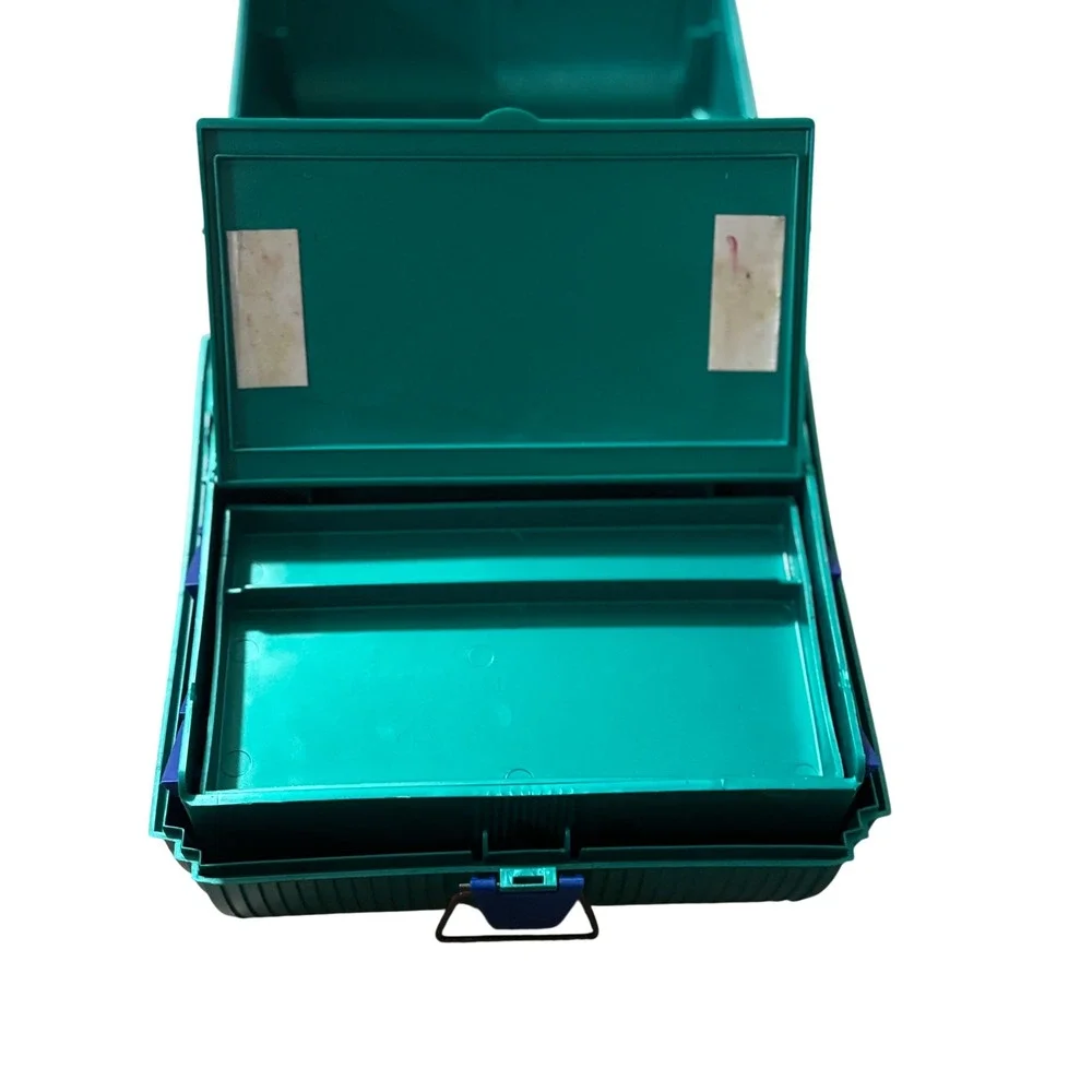 Vintage Sassaby Makeup‎ Organizer Case Teal Green Blue 90s Cosmetic Box Storage
